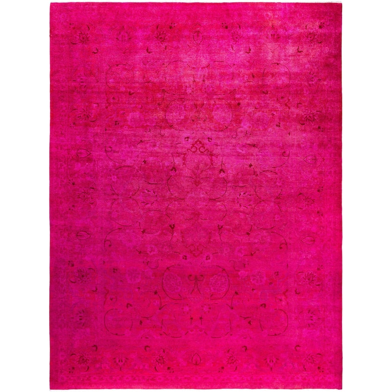 Overdyed One-of-a-Kind Hand-Knotted Area Rug - Pink - 9' 1" x 12' 1"