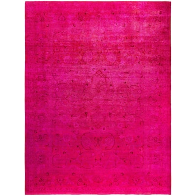 Overdyed One-of-a-Kind Hand-Knotted Area Rug - Pink - 9' 1" x 12' 1"
