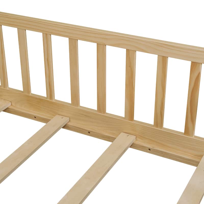 Twin Floor Platform Bed with Fence without Door