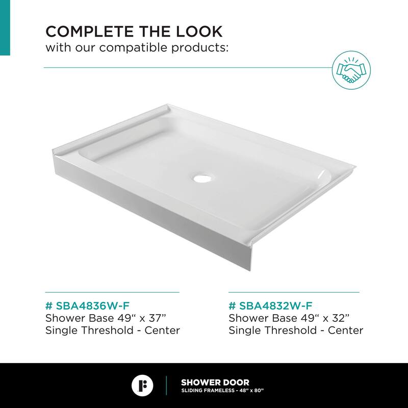 Fine Fixtures Frameless Clear Sliding Bathroom Shower Door