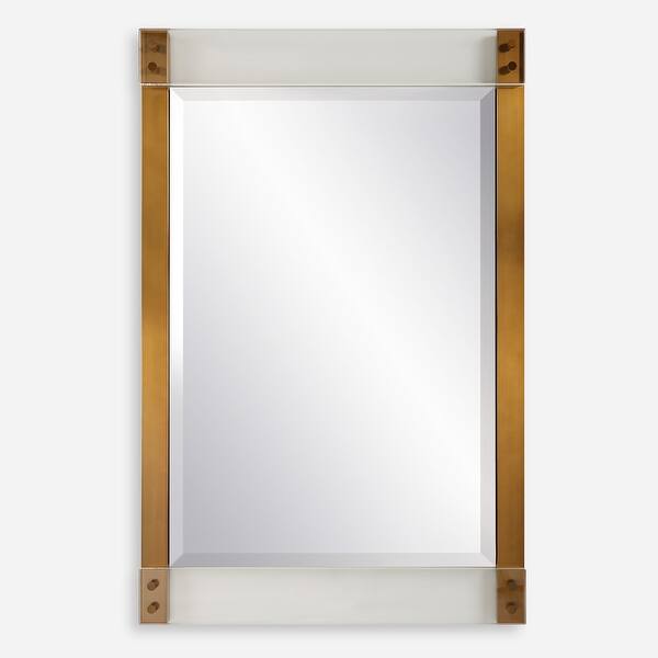 slide 2 of 6, Uttermost 09953 Nera 28"W x 44"H Rectangular Beveled Accent Mirror Gold