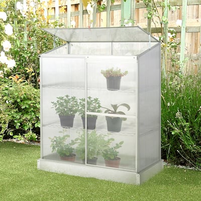 Outsunny 3 Tier Greenhouse Garden Outdoor Cold Frame Plant Flower Growth Transparent Polycarbonate Board