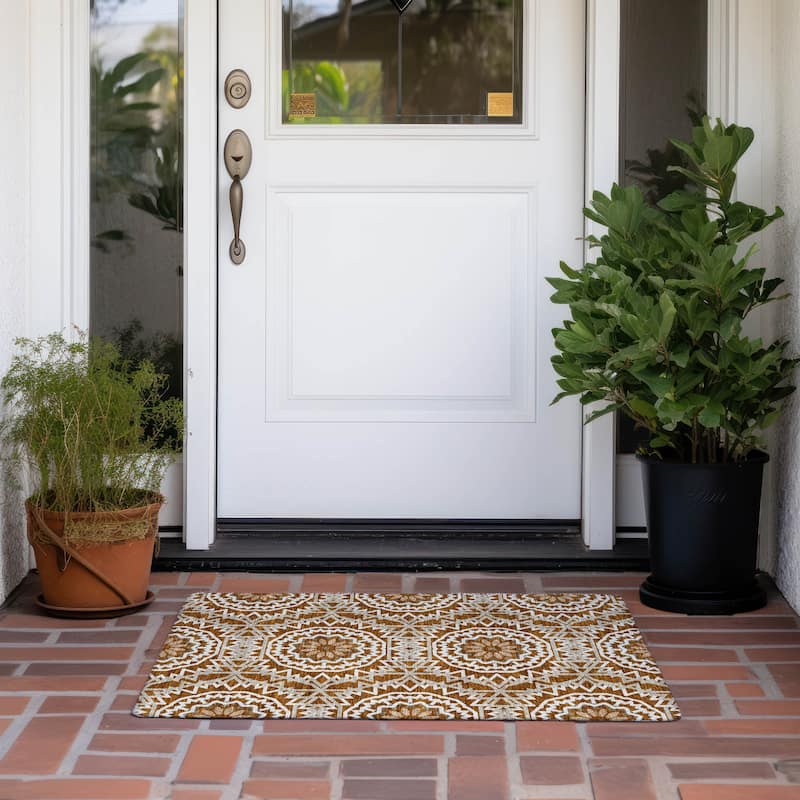 Machine Washable Indoor/ Outdoor Chantille Boho Global Rug