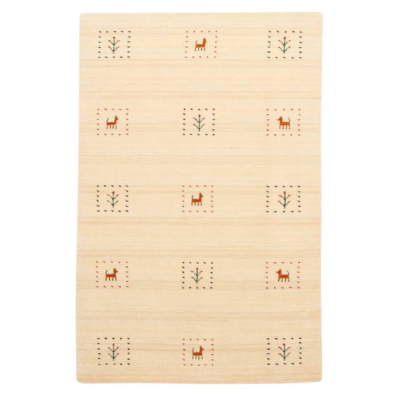ECARPETGALLERY Hand Loomed Kashkuli Gabbeh Cream Wool Rug - 3'1 x 4'9
