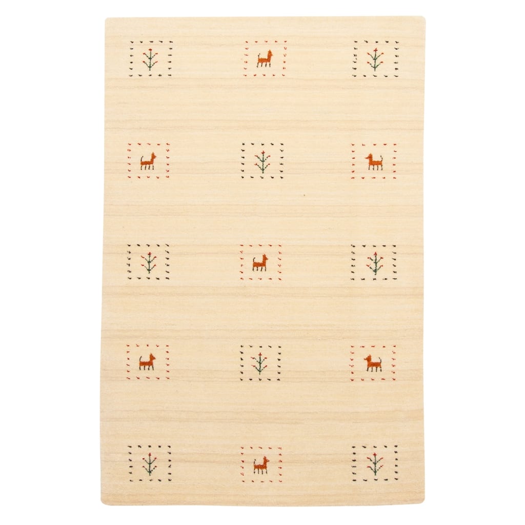 ECARPETGALLERY Hand Loomed Kashkuli Gabbeh Cream Wool Rug - 3'1 x 4'9
