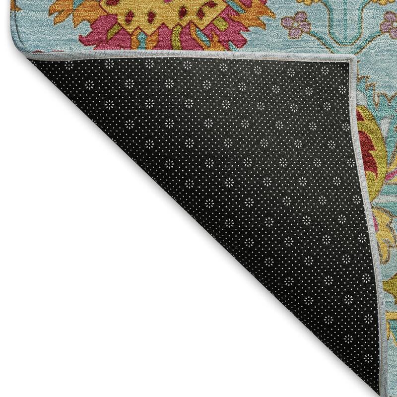 Machine Washable Indoor/ Outdoor Traditional Kashan Chantille Rug
