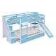 preview thumbnail 6 of 14, Blue Full over Full Size Solid Wood Castle Bunk Bed with Drawers & Slide