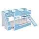 preview thumbnail 6 of 14, Full over Full Castle Bunk Bed with Drawers, Shelves and Slide, Blue