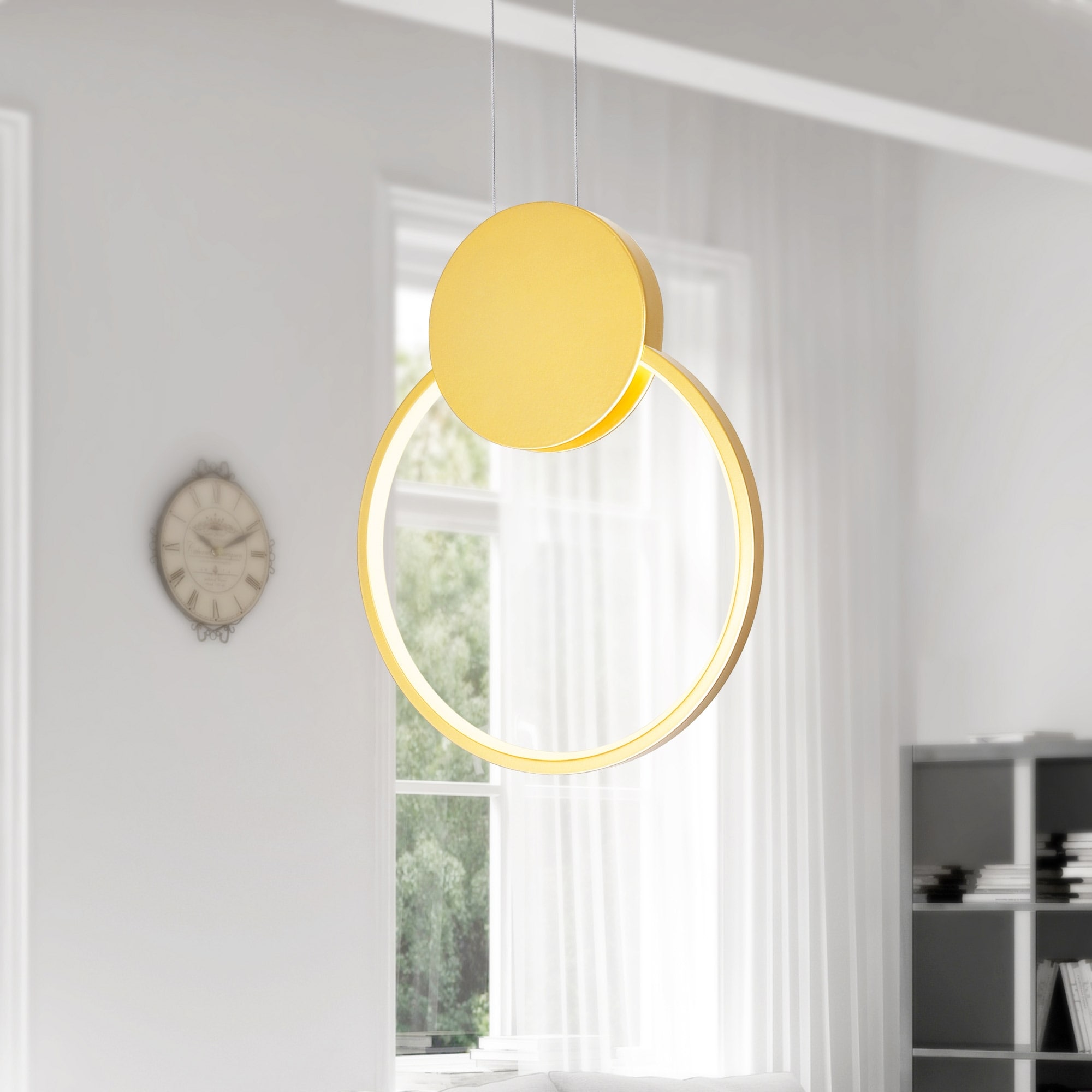 CWI Lighting Pulley Integrated LED 12in Satin Gold Mini Pendant - Satin Gold