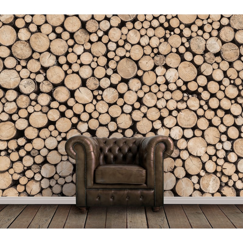 Global Fusion Wooden Logs 6-Panel Wall Mural