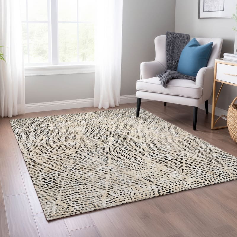 Machine Washable Indoor/ Outdoor Chantille Modern Diamonds Rug - Beige - 9' x 12'