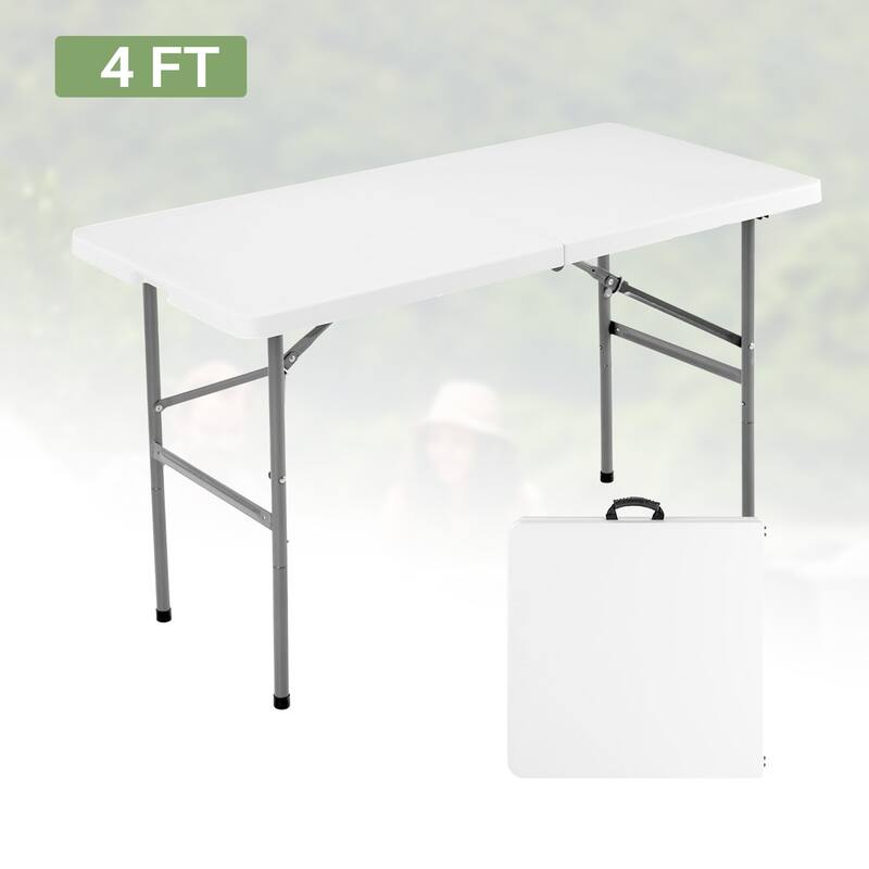 Outdoor Folding Dining Table Portable Plastic Desk with Carrying Handle for Camping Picnic