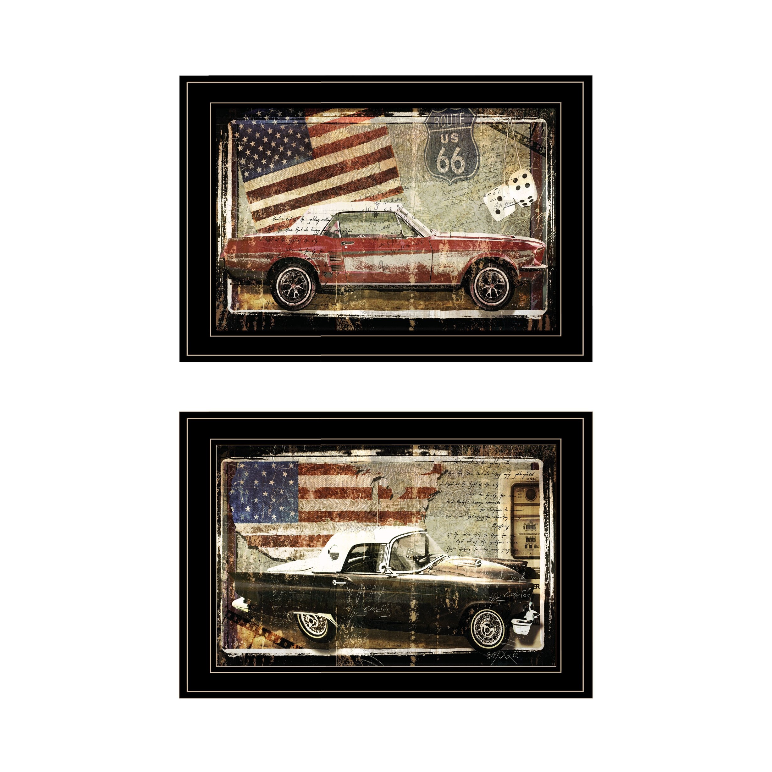 TrendyDecor4U Traditional Vintage Classics Collection Framed Red, White And Blue-image