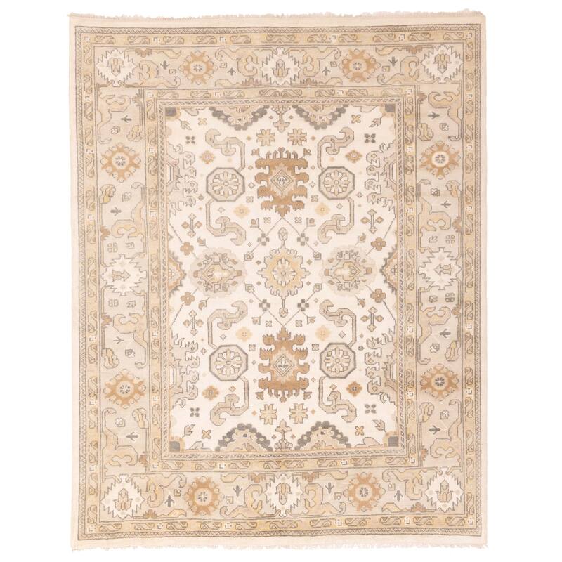 ECARPETGALLERY Hand-knotted Royal Oushak Cream Wool Rug - 8'2 x 10'3