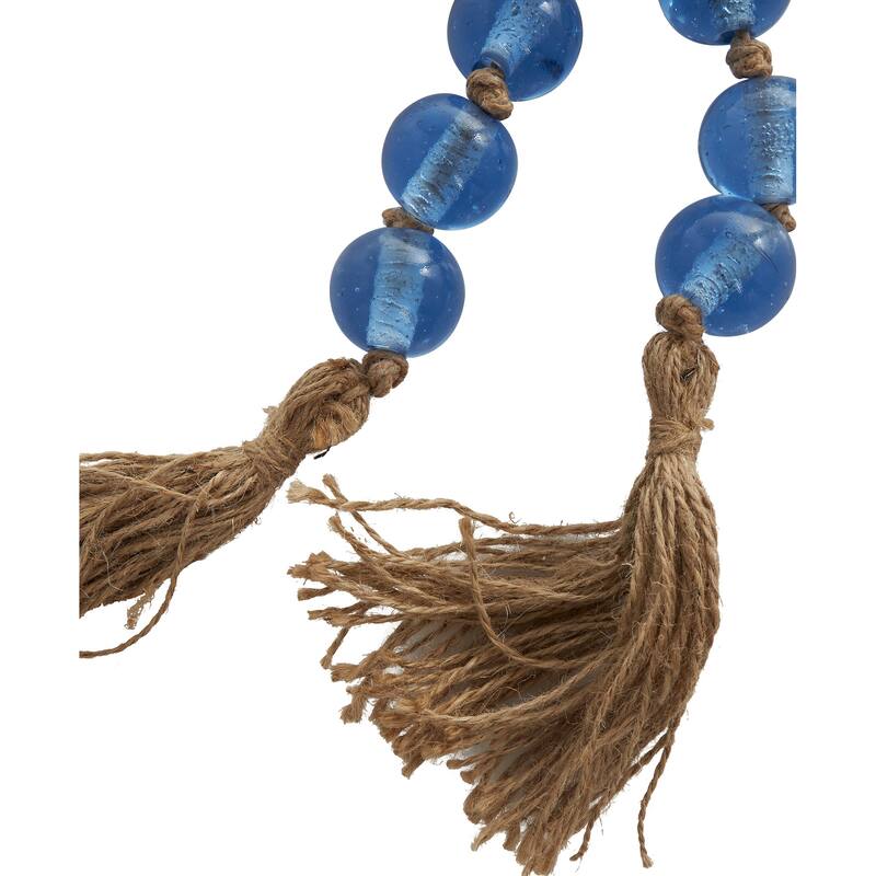 Glass Handmade Round Beaded Garland with Tassel with Knotted Brown Jute - Roche River Decor