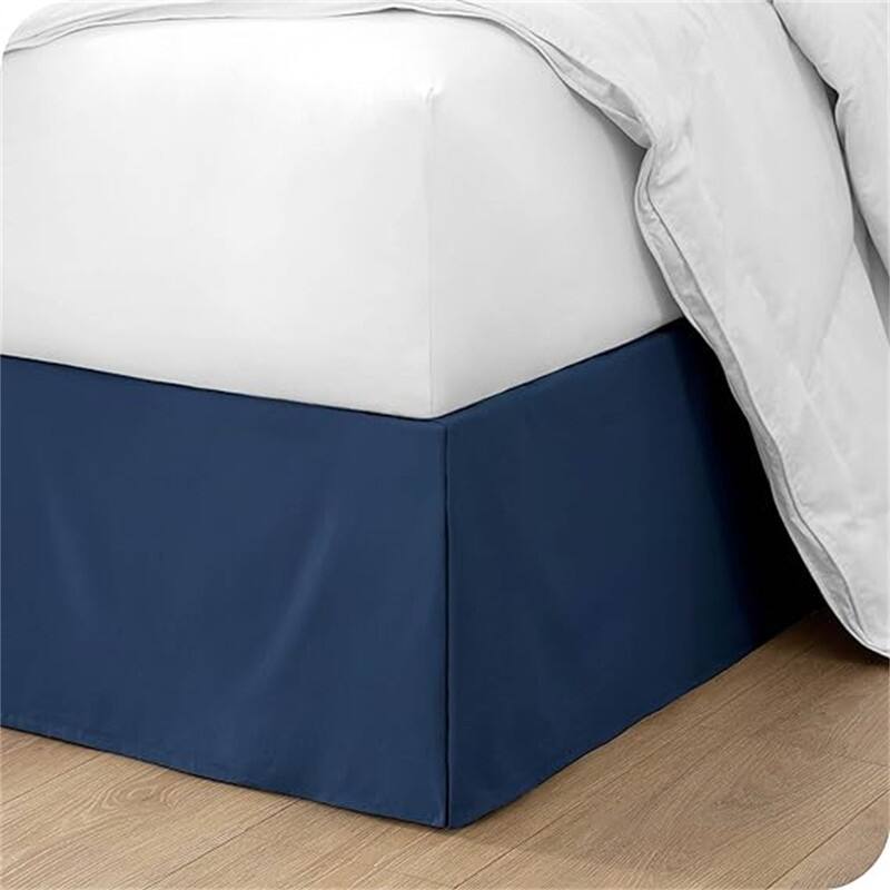 Pleated bed skirt - Dark Blue - Queen