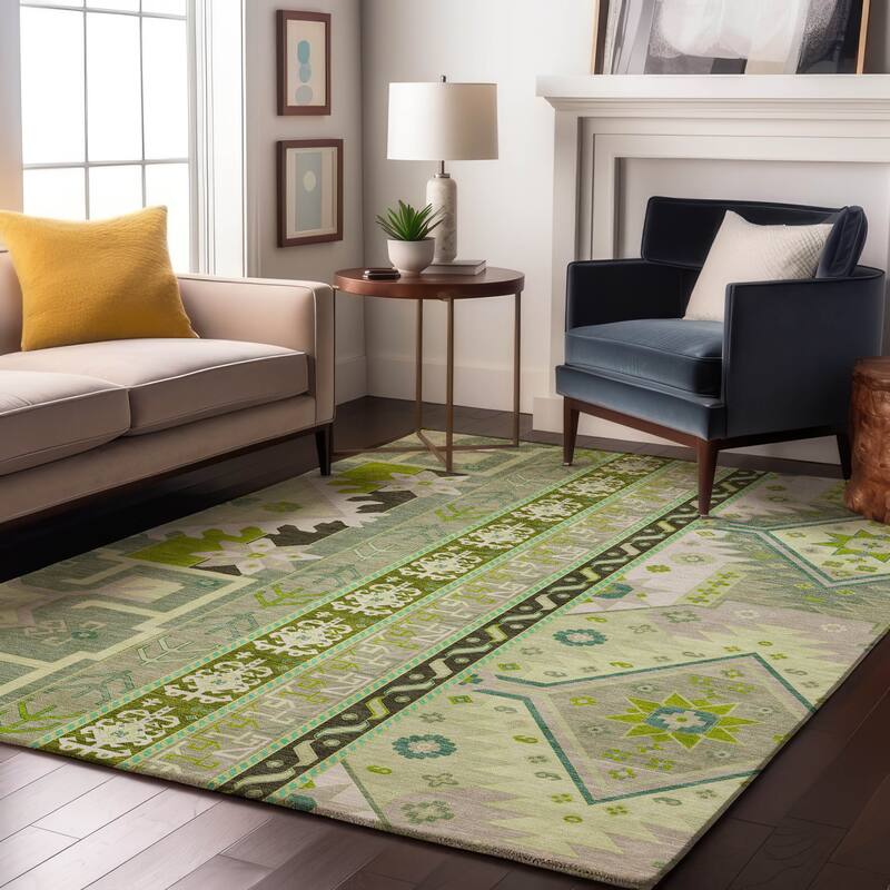Premium Washable Super Soft Boho Global Aniston Mayfield Rug - Sage - 10' x 14'