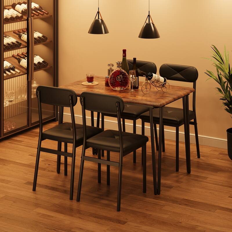 Small Kitchen Table and Chairs Set of 4, 5 Pieces Dining Room Table Set, Furniture Dinette Set