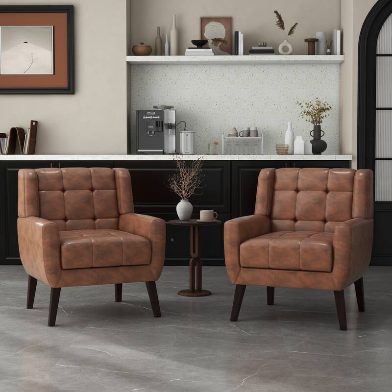 Set of 2 Tufted Upholstered Accent Armchair