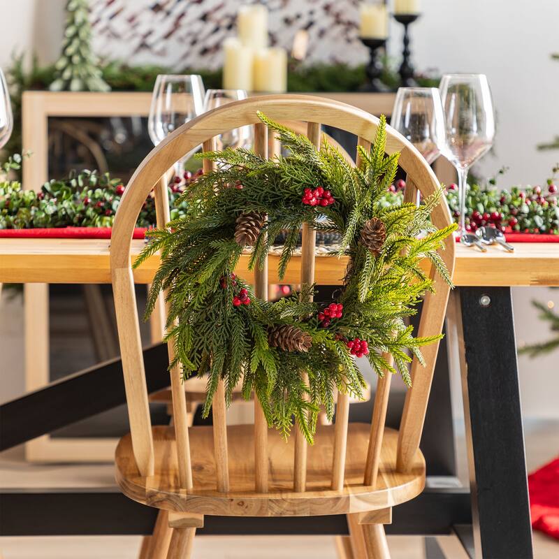 ﻿ Glitzhome Artificial Christmas Tree Potted Xmas Plant with Red Berries, Pinecones, PE Dripping Pine for Home Holiday Decor