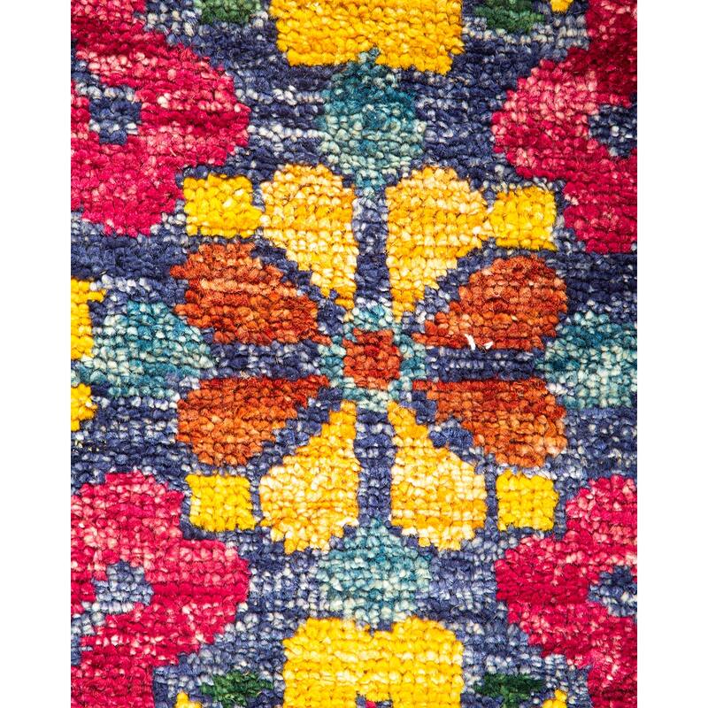 Overton Hand Knotted Wool Vintage Inspired Modern Contemporary Modern Blue Area Rug - 4 x 6