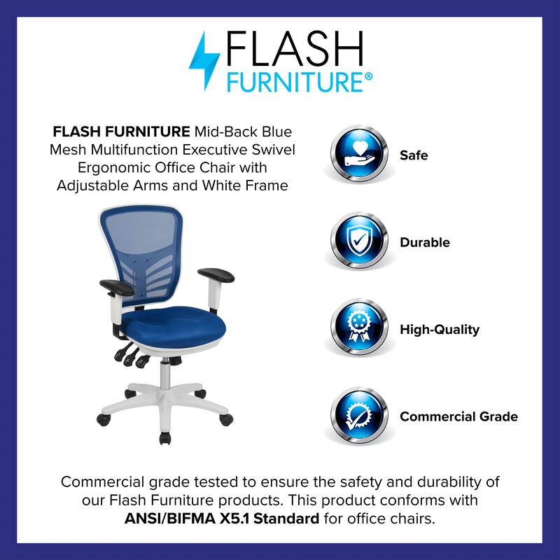 Mid-back Blue Mesh Adjustable Ergonomic Office Chair