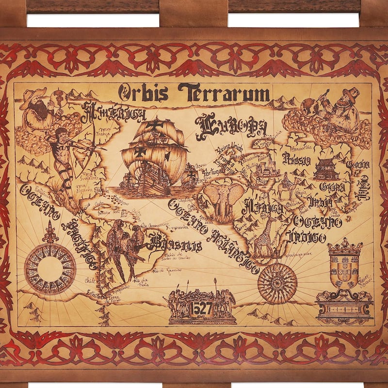 NOVICA Handmade Orbis Terrarum Leather Wall Map