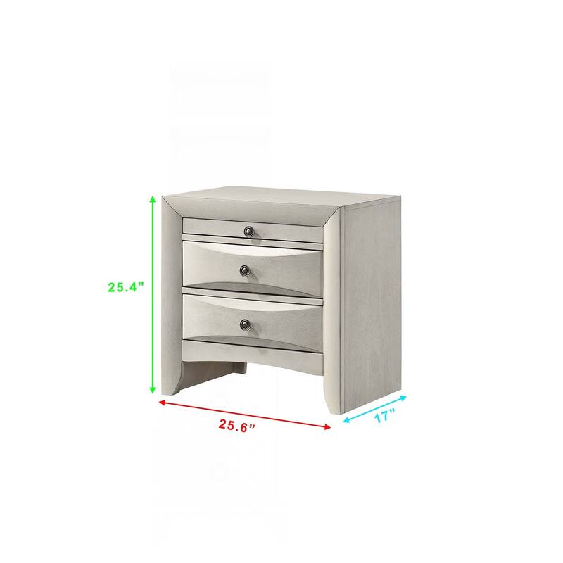 Charming Wooden Nightstand with Curved Drawer Fronts and Ample Storage