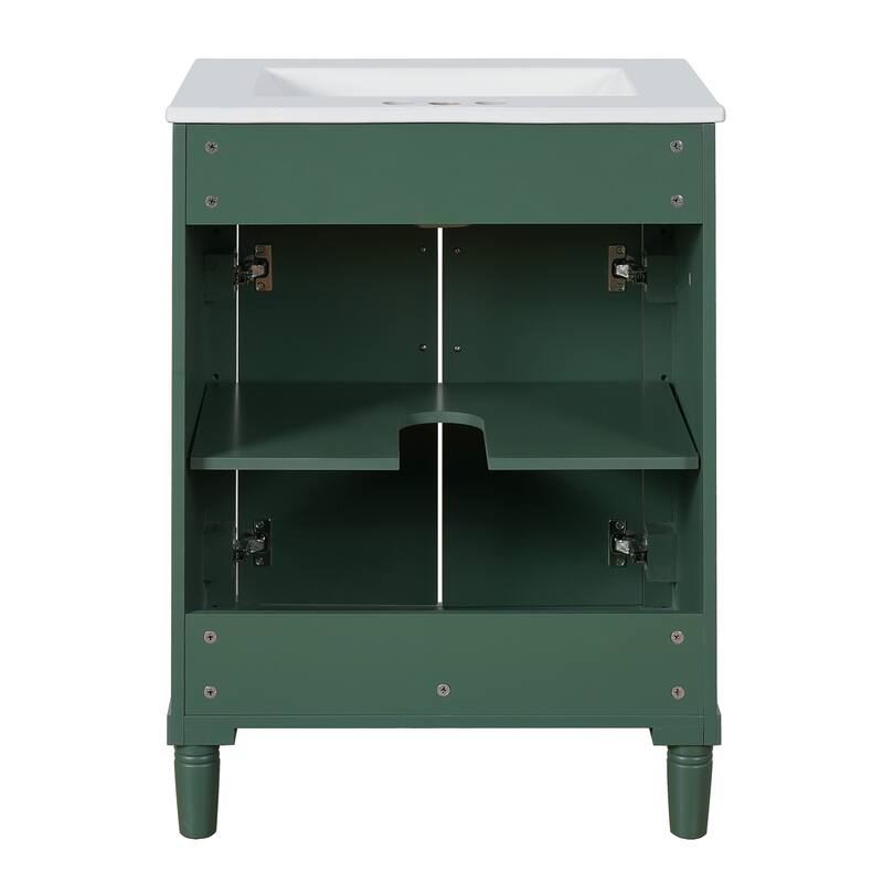 Roomfitters 24 Inch Bathroom Vanity with Ceramic Sink, Storage Cabinet with 2 Doors, Small Single Vanity