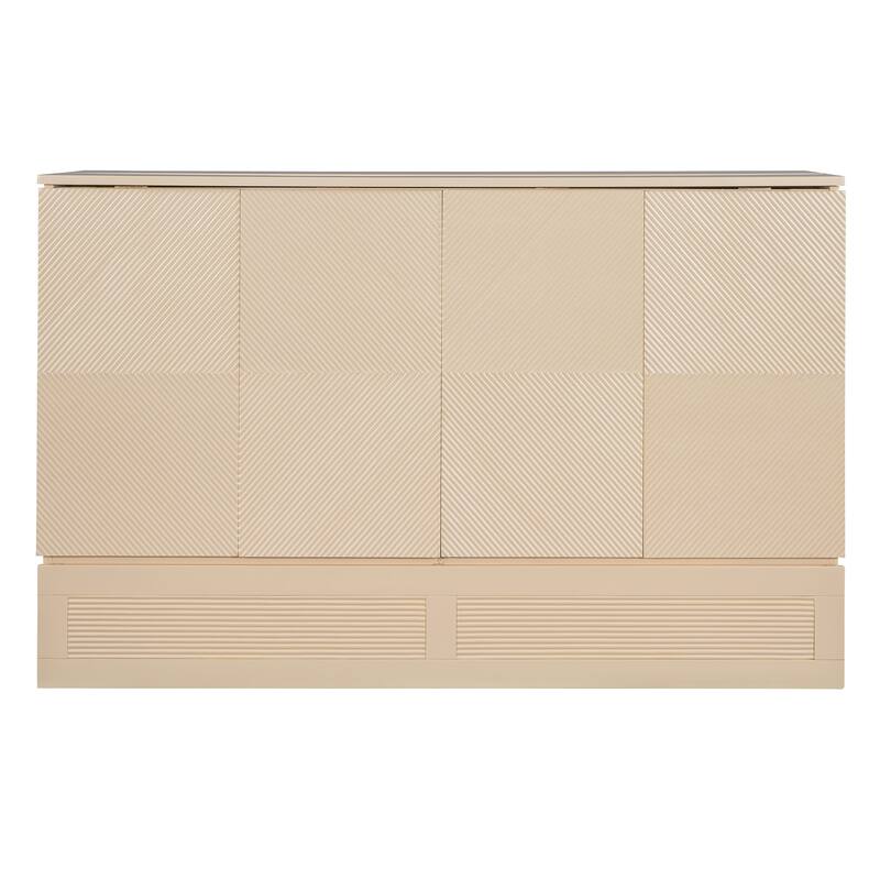 Full/Queen Size Murphy Bed Wall Bed with a Large Storage Drawer, Space Saving Murphy Cabinet Bed w/ a set of Sockets & USB Ports
