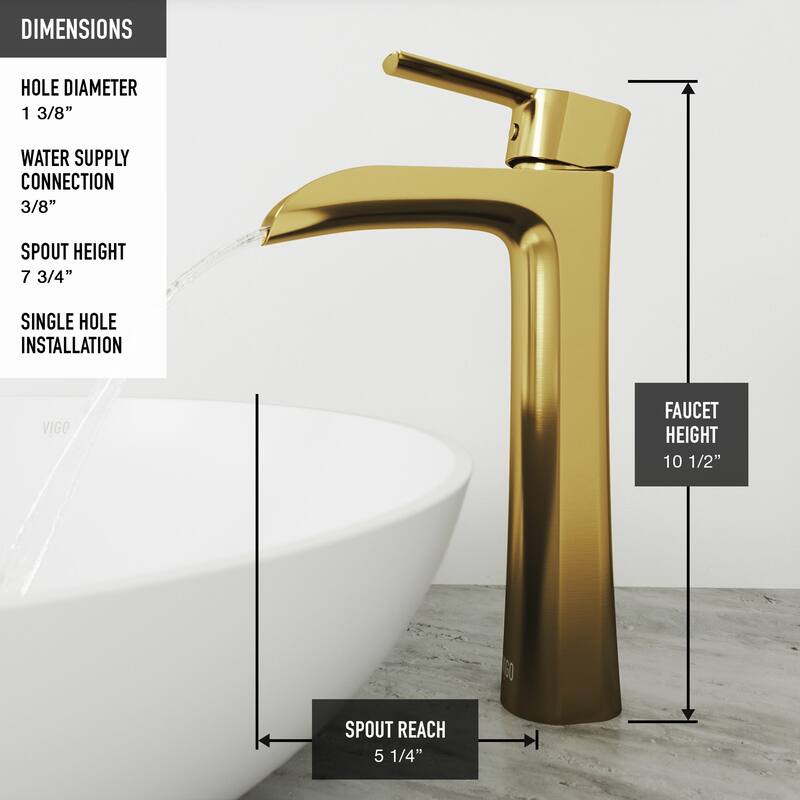 Vigo Onyx 13" Vessel Bathroom Sink with 1.2 GPM Deck Mounted Bathroom - Matte Gold
