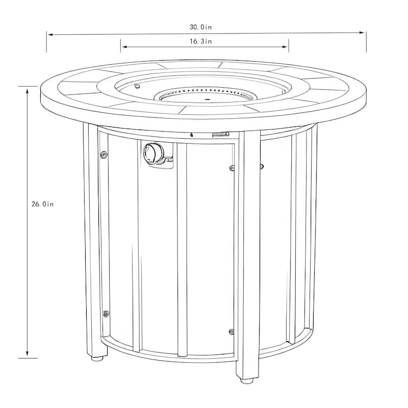 GDFStudio - Modern Outdoor 30" Propane Gas Fire Pit Table with Wood Grain Top & Removable Anti-Rust Lid, Cover Included