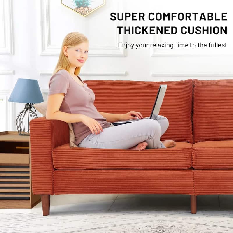 82.7" Sofas for Living Room, Comfy Love Seat Couches, Corduroy Loveseat Sofa,, Easy Assembly for Small Spaces