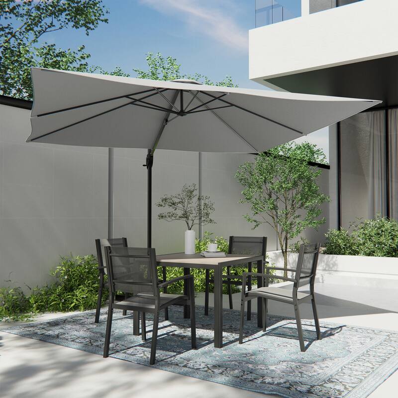BONOSUKI 10x8FT Cantilever Patio Umbrella 360 Rotation and Canopy
