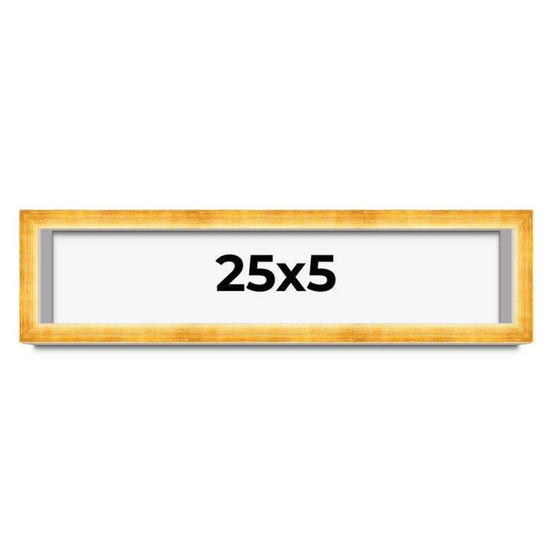 25x5 IN Shadow Box Frame Gold | 1.625 Inches Deep Real Wood