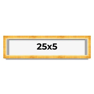 25x5 IN Shadow Box Frame Gold | 1.625 Inches Deep Real Wood