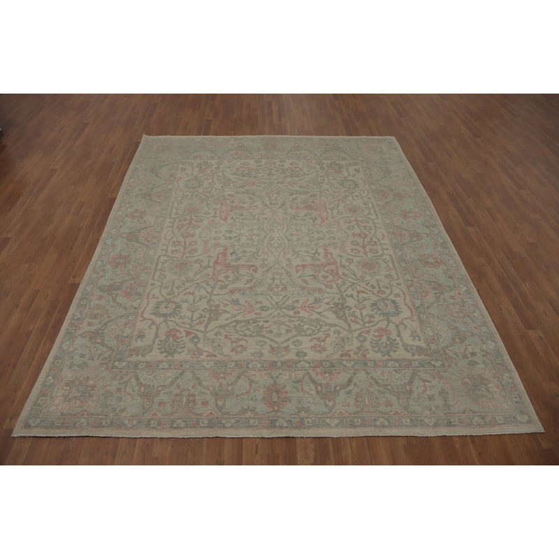 All-Over Floral Oushak Vegetable Dye Area Rug, Floral Geometric Carpet - 10' 4'' X 8' 5''