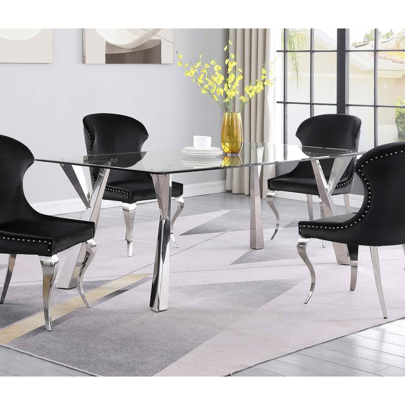 Alaia Clear Glass Top Dining Table Chrome