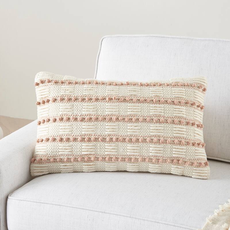 Mina Victory Life Styles Woven Lines And Dots Textured Throw Pillow