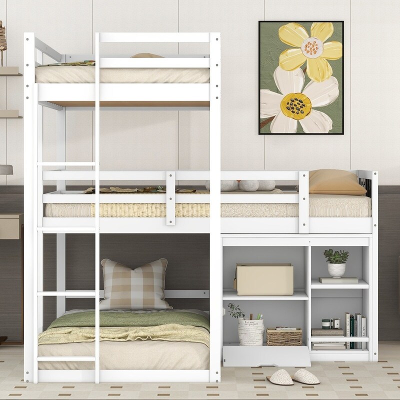 White triple bunk bed with storage clearance