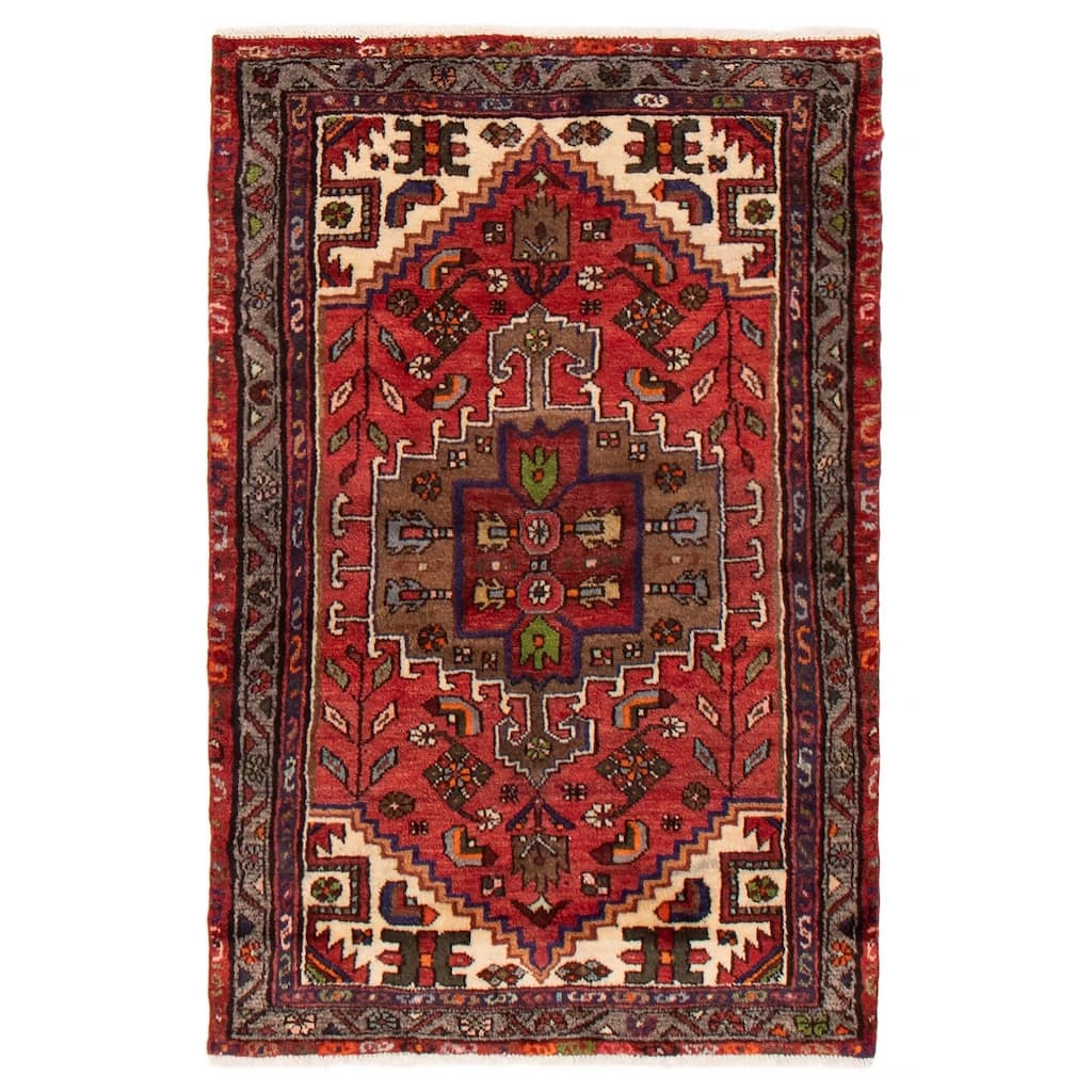 ECARPETGALLERY Hand-knotted Andelz Red Wool Rug - 3'3 x 4'10
