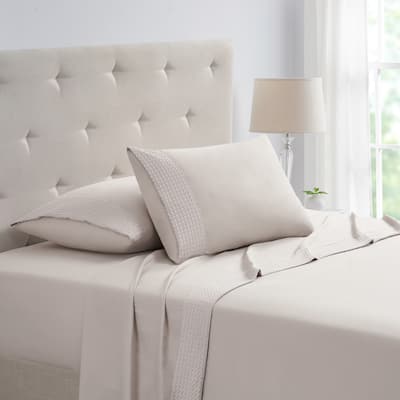 Rayon from Bamboo 4 Piece 1800 Thread Count Waffle Hem Sheet Set