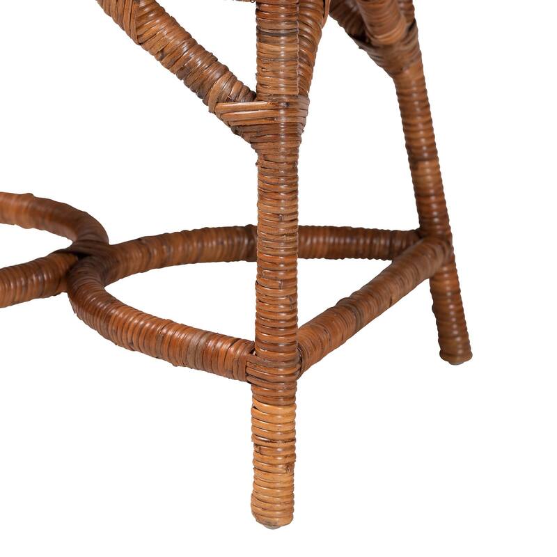 Trevor 5-Piece Rattan Dining Set - Round Wicker Table with Scallop Edge and 4 Armchairs, Handwoven Boho Coastal Style for Dining