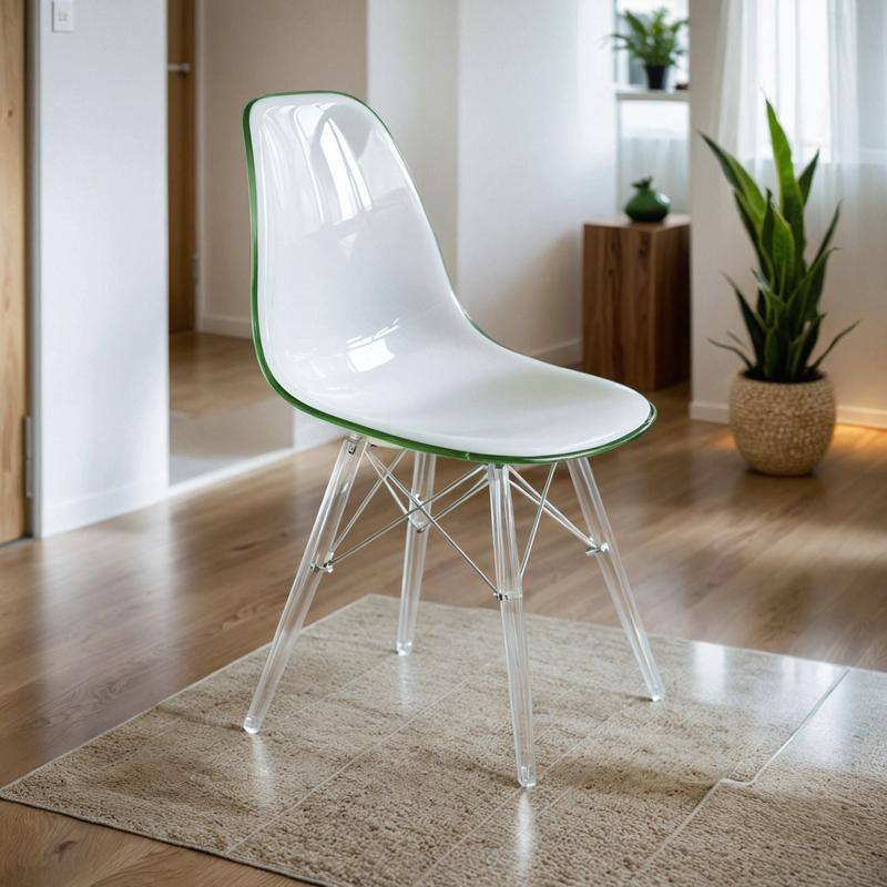 Dover Modern Acrylic Accent Side Chair with Eiffel-Style Legs for Dining Room, Kitchen, Office, or Indoor/Outdoor Seating