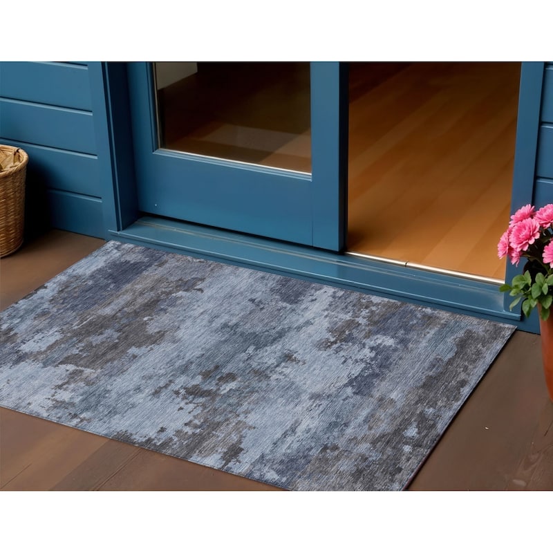 HomeRoots Abstract Transitional Rectangle Outdoor Rug - 3' x 5'