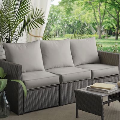 Grey Corded Indoor/ Outdoor Deep Seating Sofa Pillow and Cushion Set