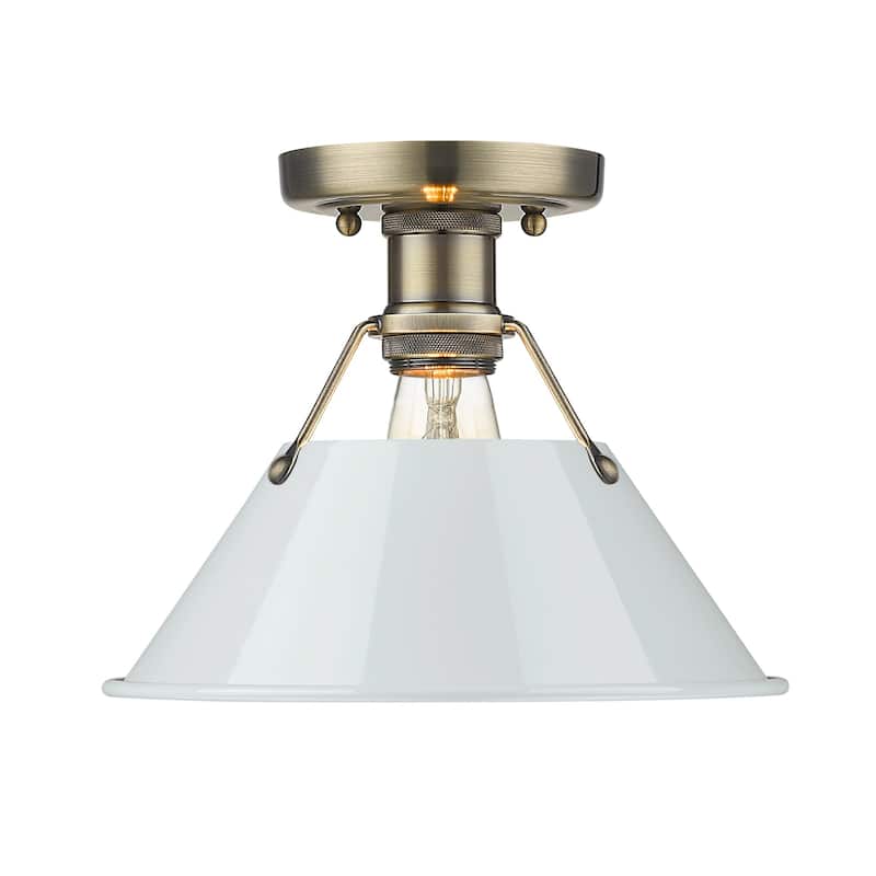 Orwell 1-Light Flush Mount in Aged Brass with Dusky Blue - Gold