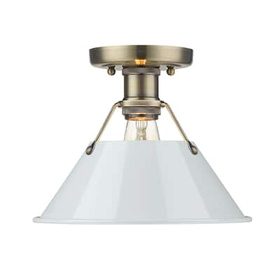 Orwell 1-Light Flush Mount in Aged Brass with Dusky Blue - Gold