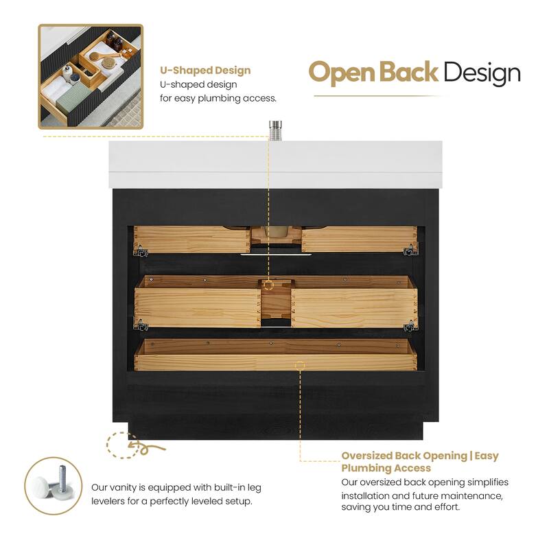 Santarem Single Vanity with Pure White Quartz Stone Top without Mirror