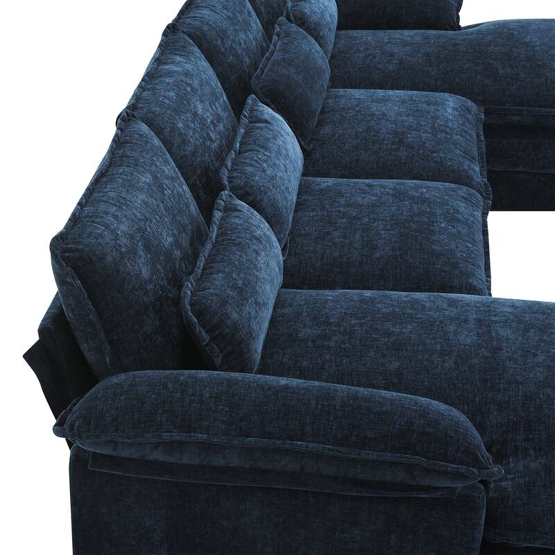 Modular U-Shaped 6-Seat Sofa with Chaise, Double Cushion Upholstered Sleeper for Living Room